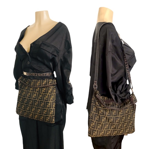 Fendi Handbags - Fendi Zucca Print Convertible Crossbody Fanny Pack Shoulder Bag